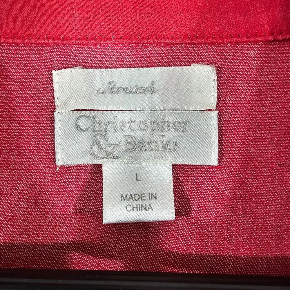 Christopher and Banks Womens Lightweight Jacket Coat‎ Collared Stretch Red Large